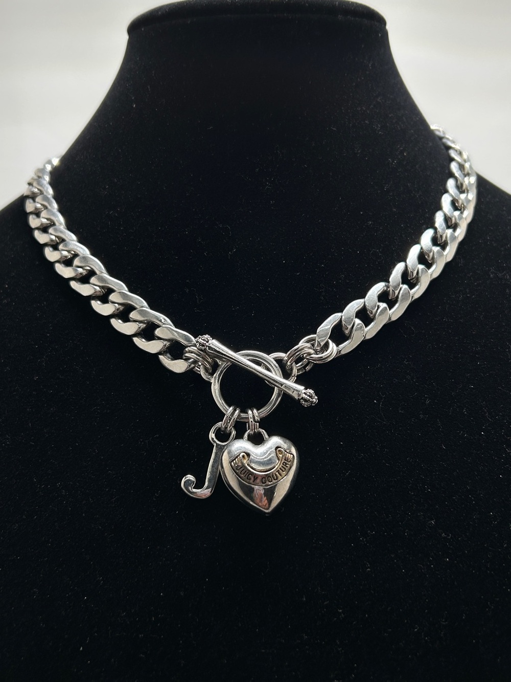 Vintage, Juicy Couture Silver Curb Link Short Charm Necklace